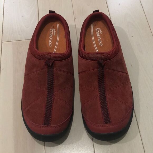 Easy Spirit Women's Explore24 Red Suede Mules Clogs Shoes Size 7 - Picture 2 of 5